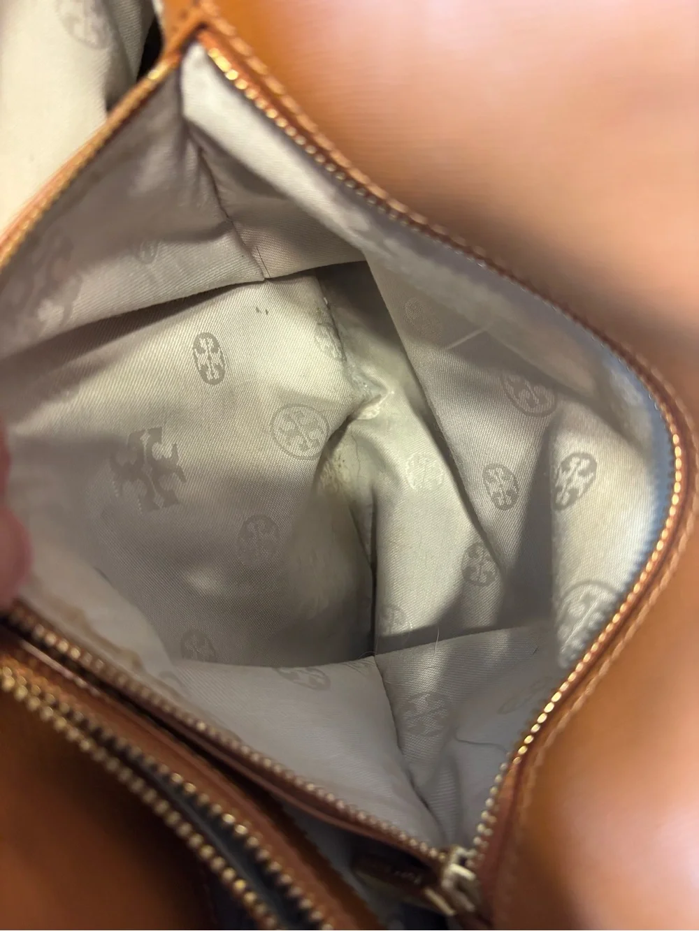 Tory Burch Cognac Leather Dome Satchel with Gold Hardware